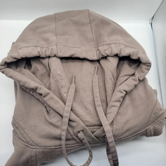 Athleta Women’s Hooded Cabana Tunic Pullover Large Sweater Dress Coverup Tan - Picture 13 of 14